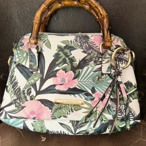 Liz Claiborne Tropical Purse NWOT long Adjustable Shoulder Strap Wood Handles